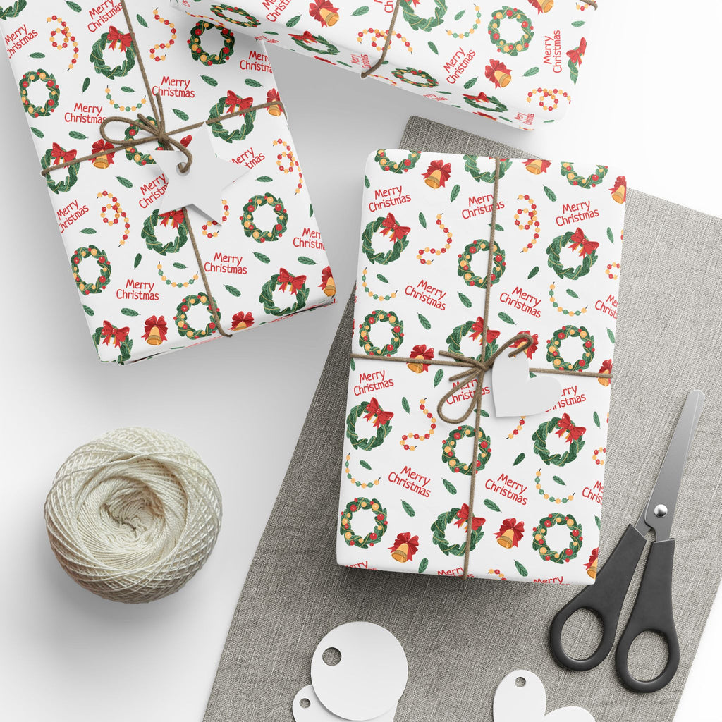 Christmas Merry Christmas Garland Wrapping Paper | Holiday Gift Wrapping Paper Roll