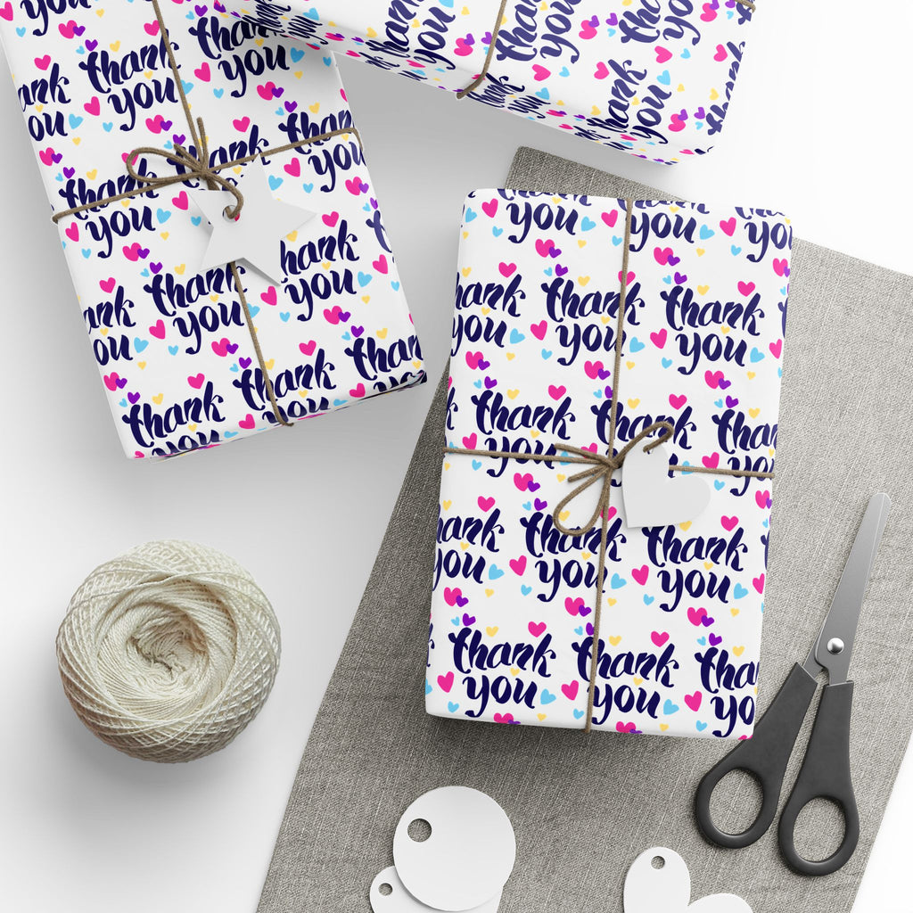 Thank You Colorful Hearts Paper Design | Holiday Gift Wrapping Paper Roll