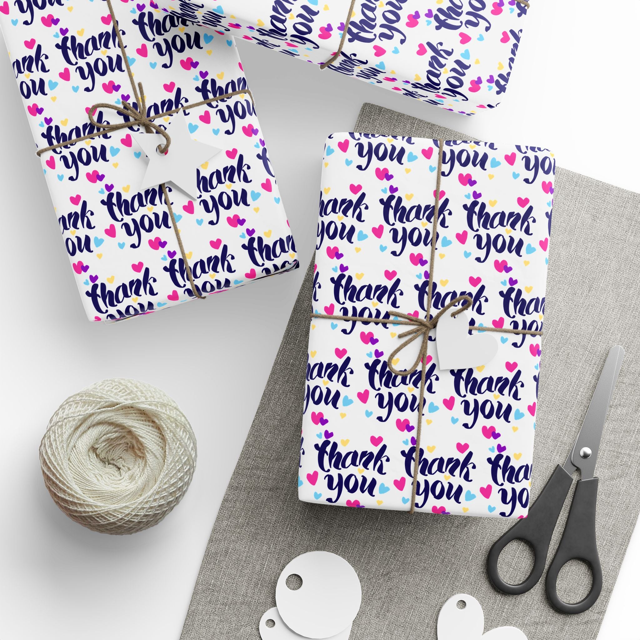 Thank You Colorful Hearts Paper Design | Holiday Gift Wrapping Paper Roll