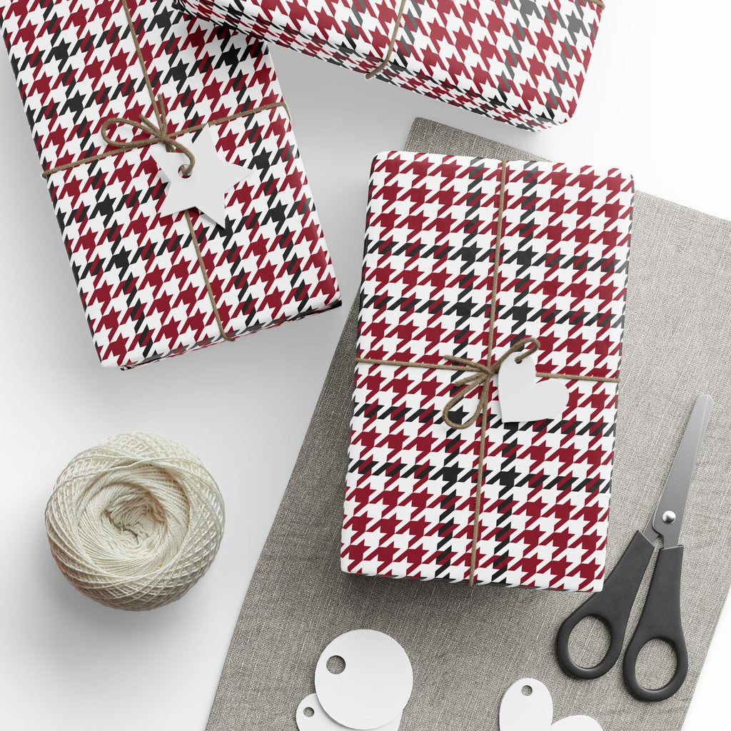 Houndstooth Wrapping Paper Design Cardinal 010 - Holiday Gift Wrapping Paper Roll
