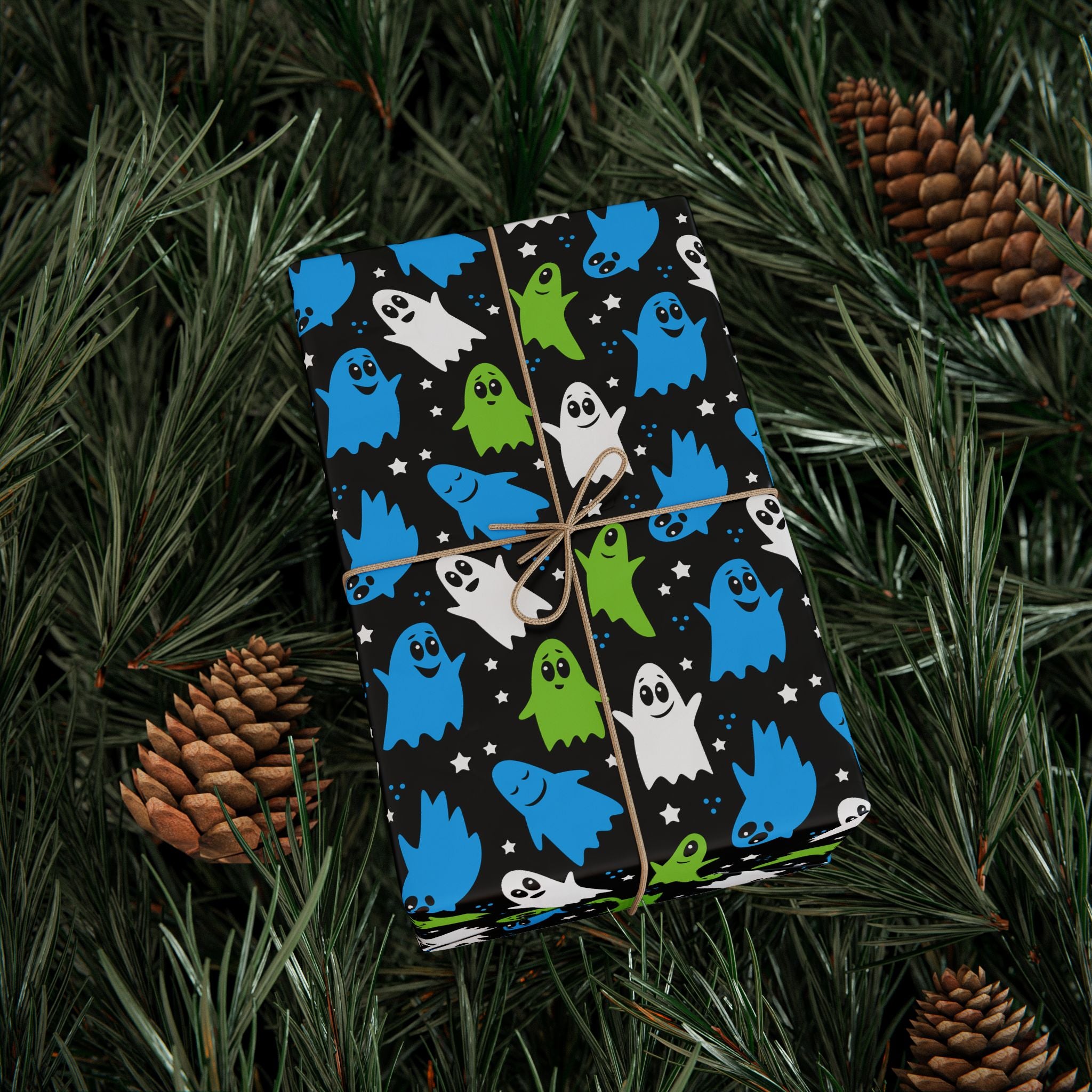 Halloween Colorful Ghosts Wrapping Paper | Holiday Gift Wrapping Paper Roll