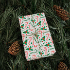Christmas Candy Cane Holly Wrapping Paper | Holiday Gift Wrapping Paper Roll