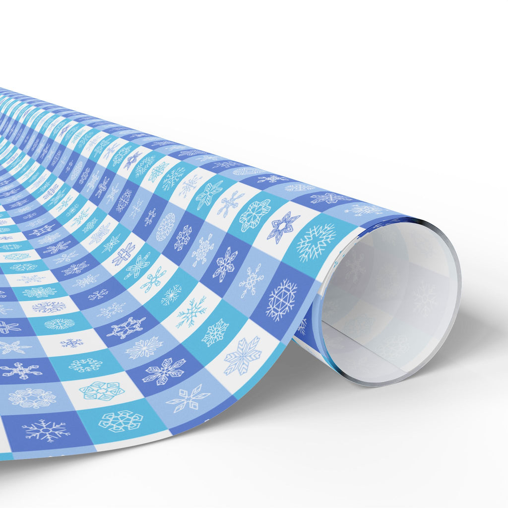 Christmas Checkered Snowflakes Wrapping Paper | Holiday Gift Wrapping Paper Roll