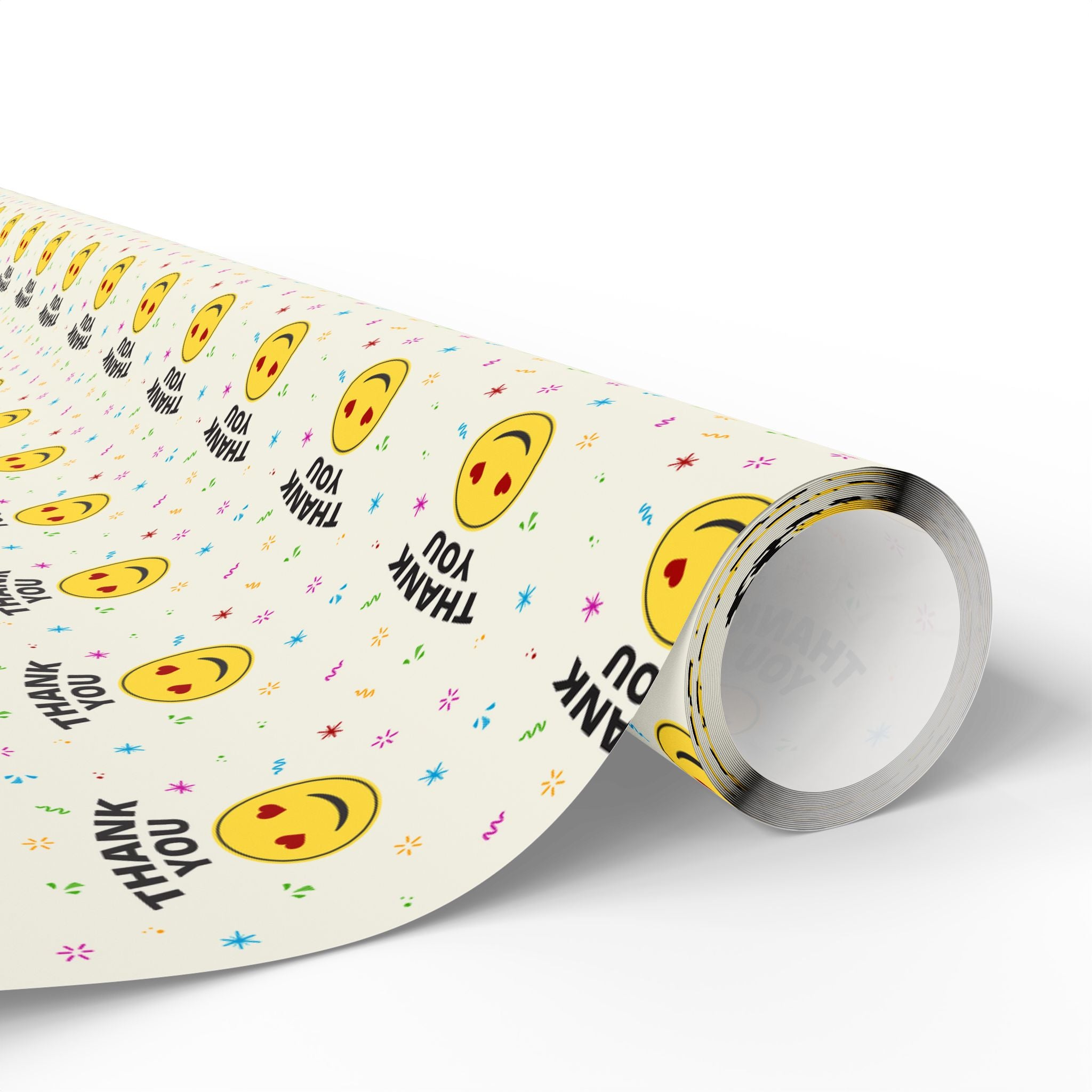 Thank You Heart Eye Emoji Wrapping Paper Design | Holiday Gift Wrapping Paper Roll