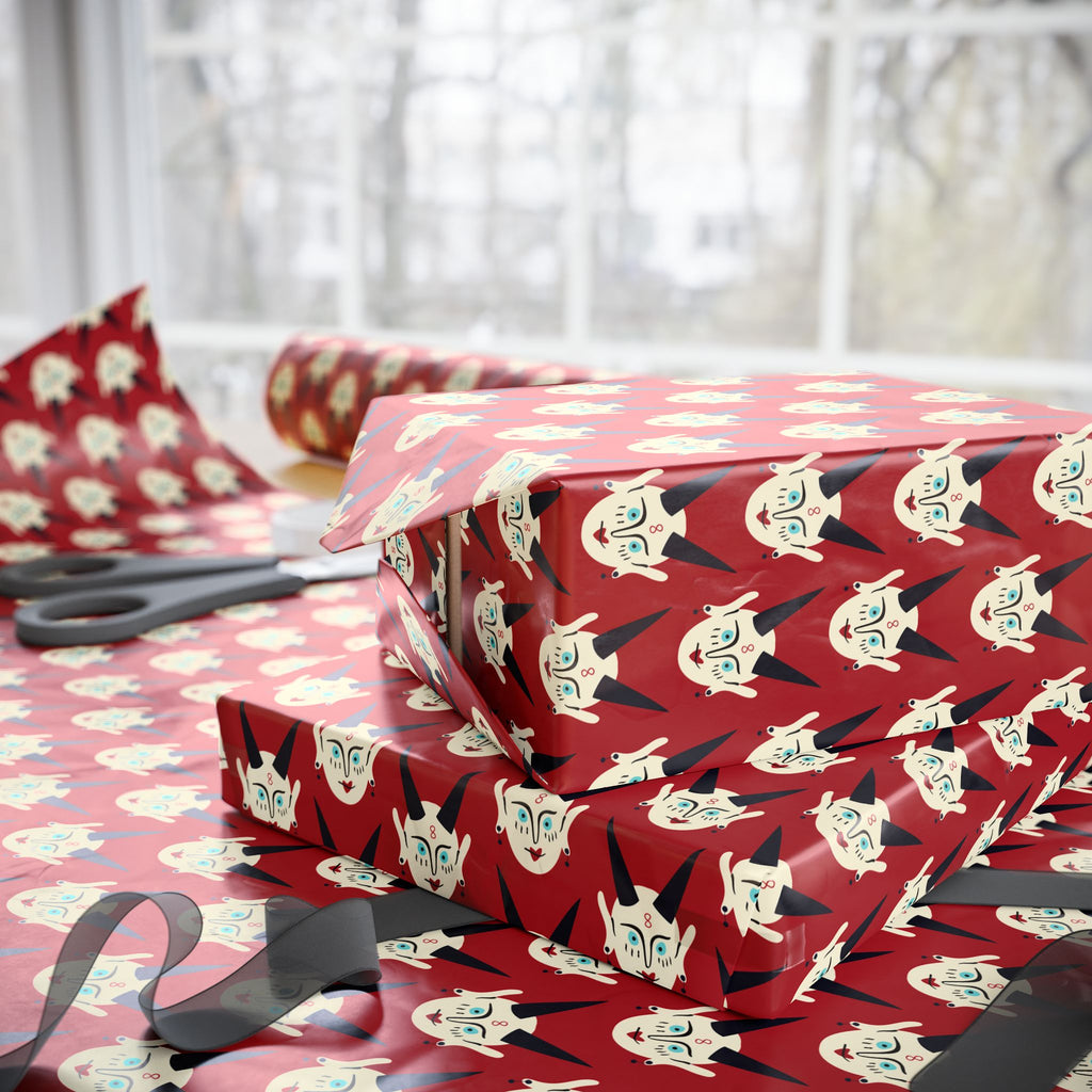 Halloween Creepy Demon Heads Wrapping Paper | Holiday Gift Wrapping Paper Roll