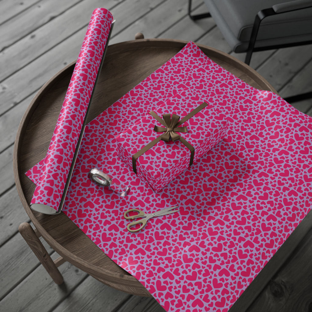 Valentine's Day Pink on Lavender Wrapping Paper | Holiday Gift Wrapping Paper Roll
