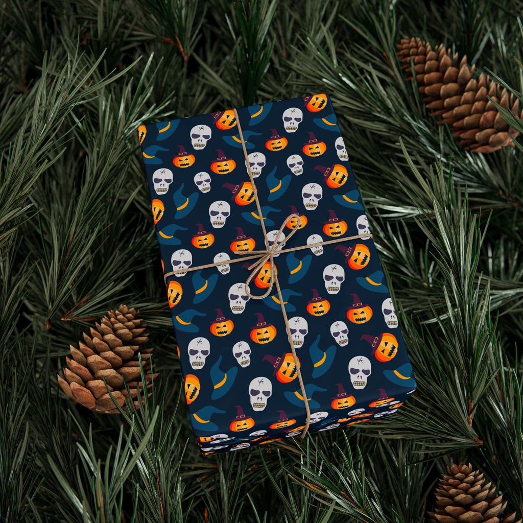 Halloween Spooky Skulls Wrapping Paper | Holiday Gift Wrapping Paper Roll