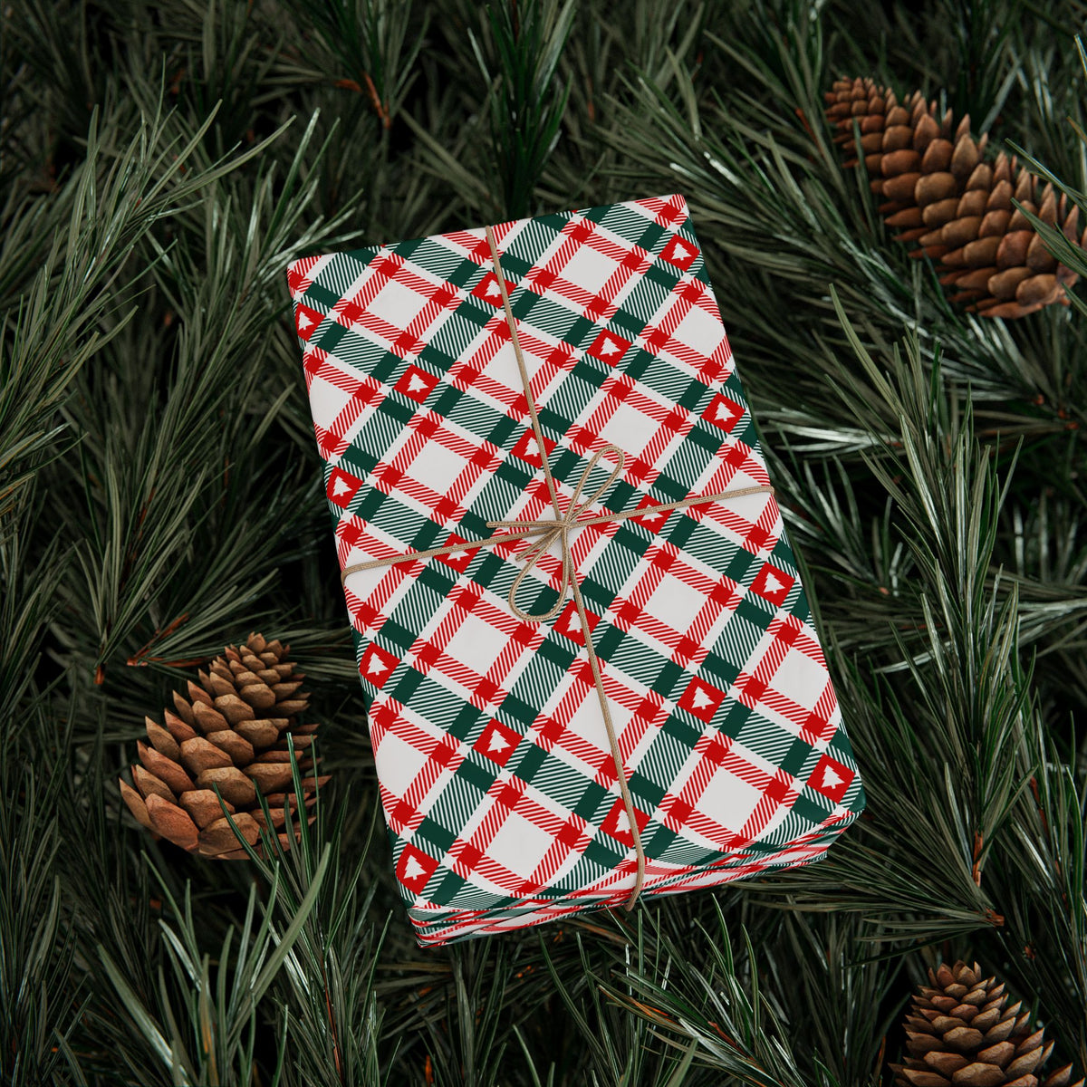 Christmas Evergreen Plaid Wrapping Paper | Holiday Gift Wrapping Paper Roll