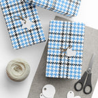 Houndstooth Wrapping Paper Design Sky Blue 008 - Holiday Gift Wrapping Paper Roll
