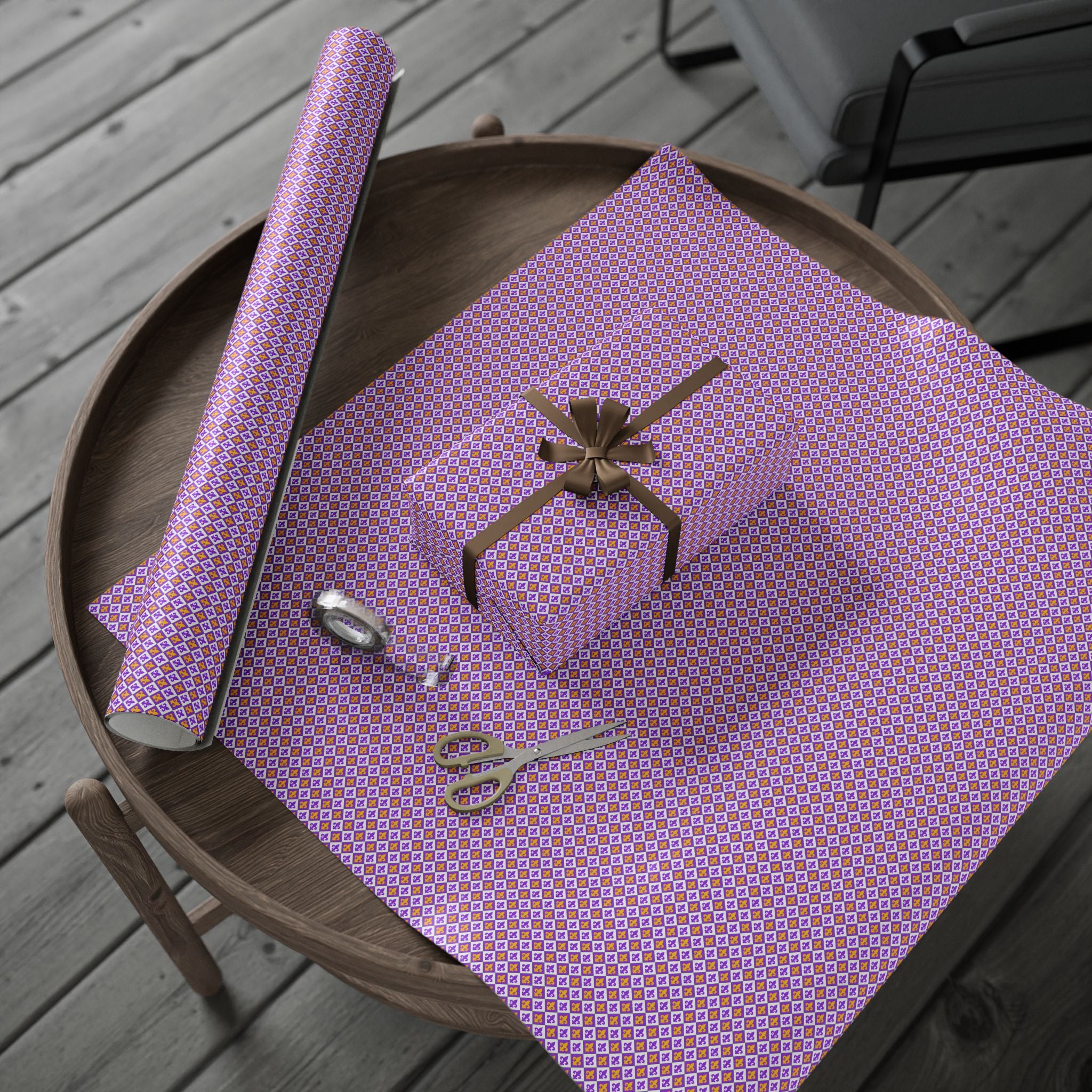 Mardis Gras Checkerboard Wrapping Paper | Holiday Gift Wrapping Paper Roll