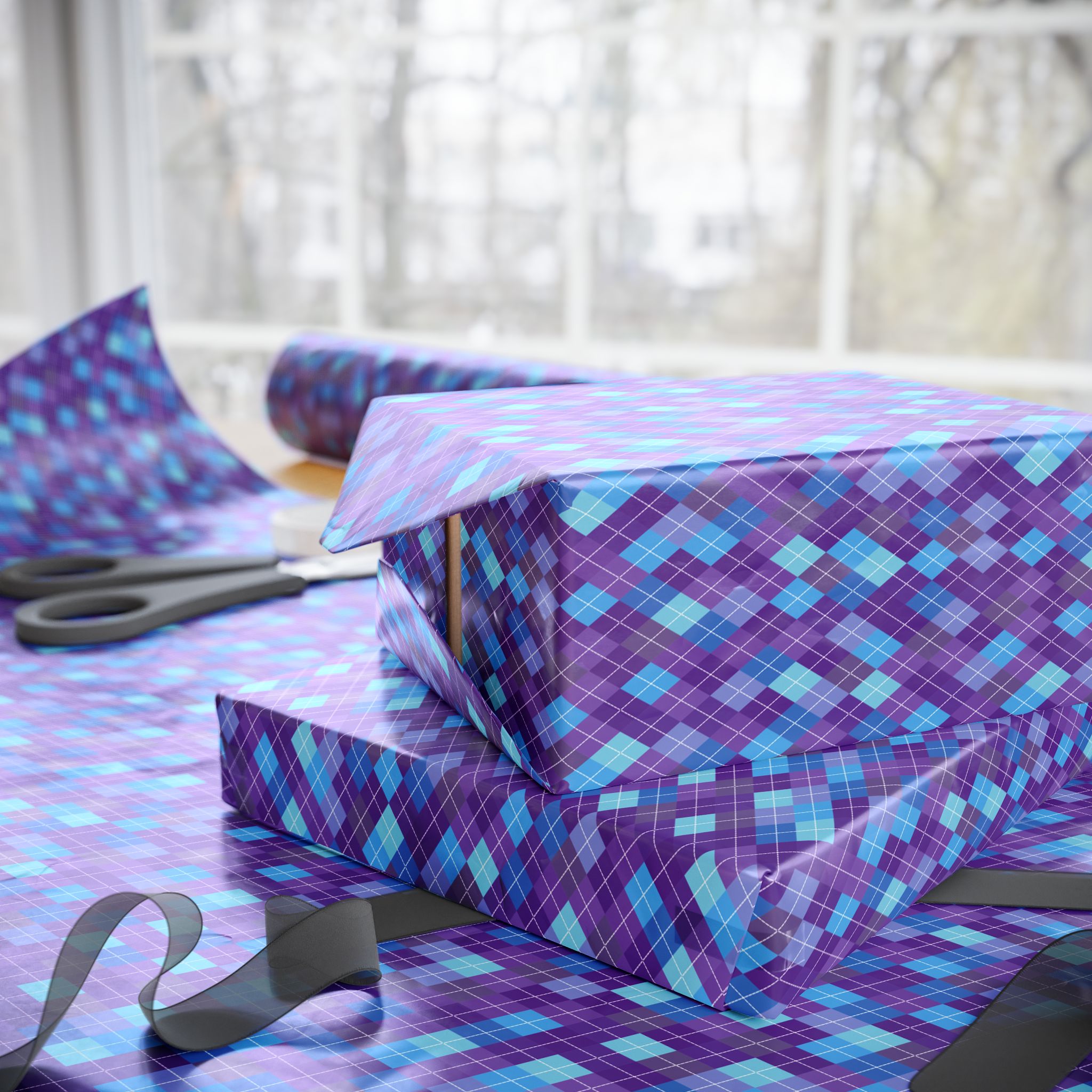 Argyle Design 034 Wrapping Paper - Holiday Gift Wrapping Paper Roll