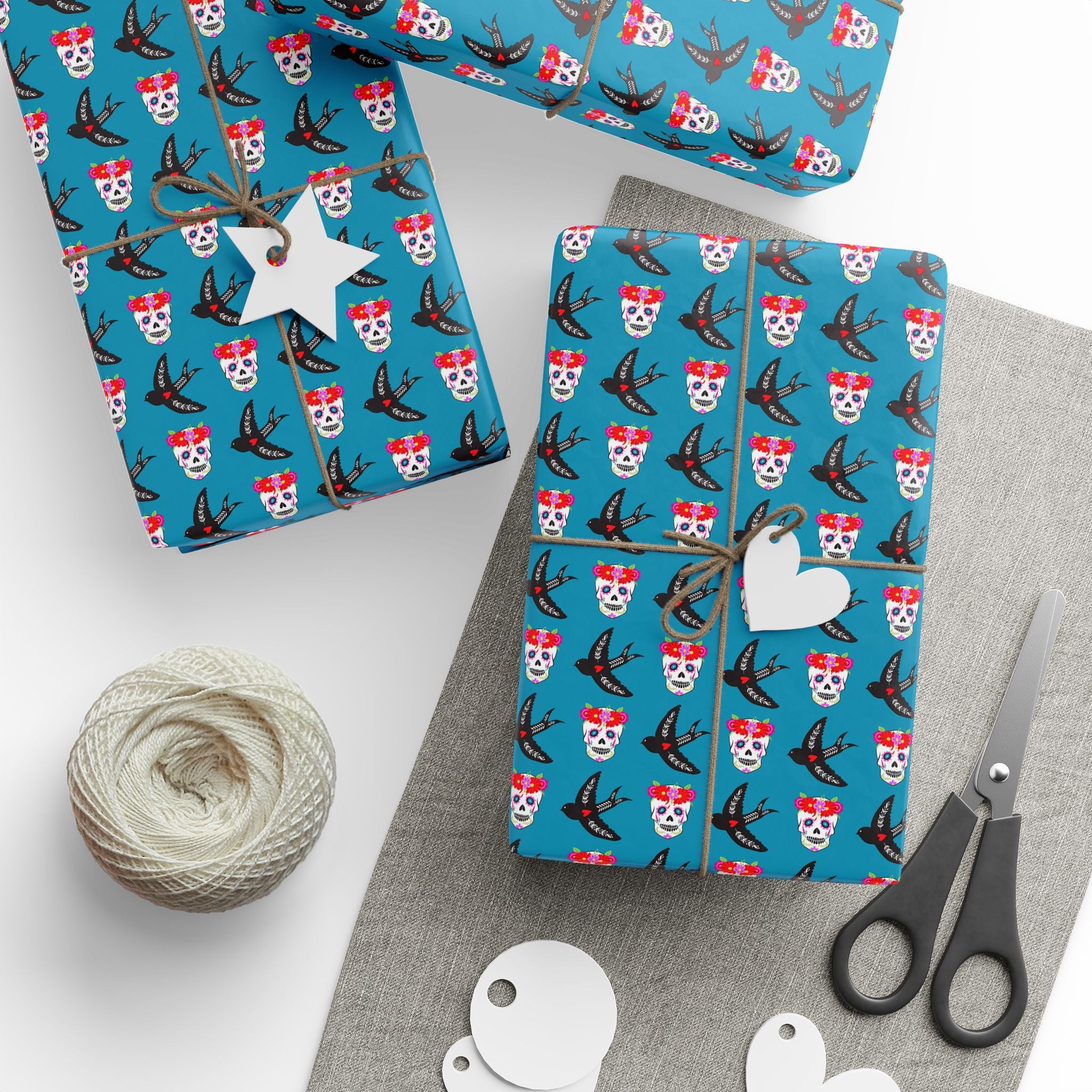 Day of the Dead Flying Birds Wrapping Paper | Holiday Gift Wrapping Paper Roll