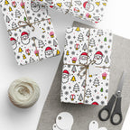 Christmas Santa Icons Wrapping Paper | Holiday Gift Wrapping Paper Roll