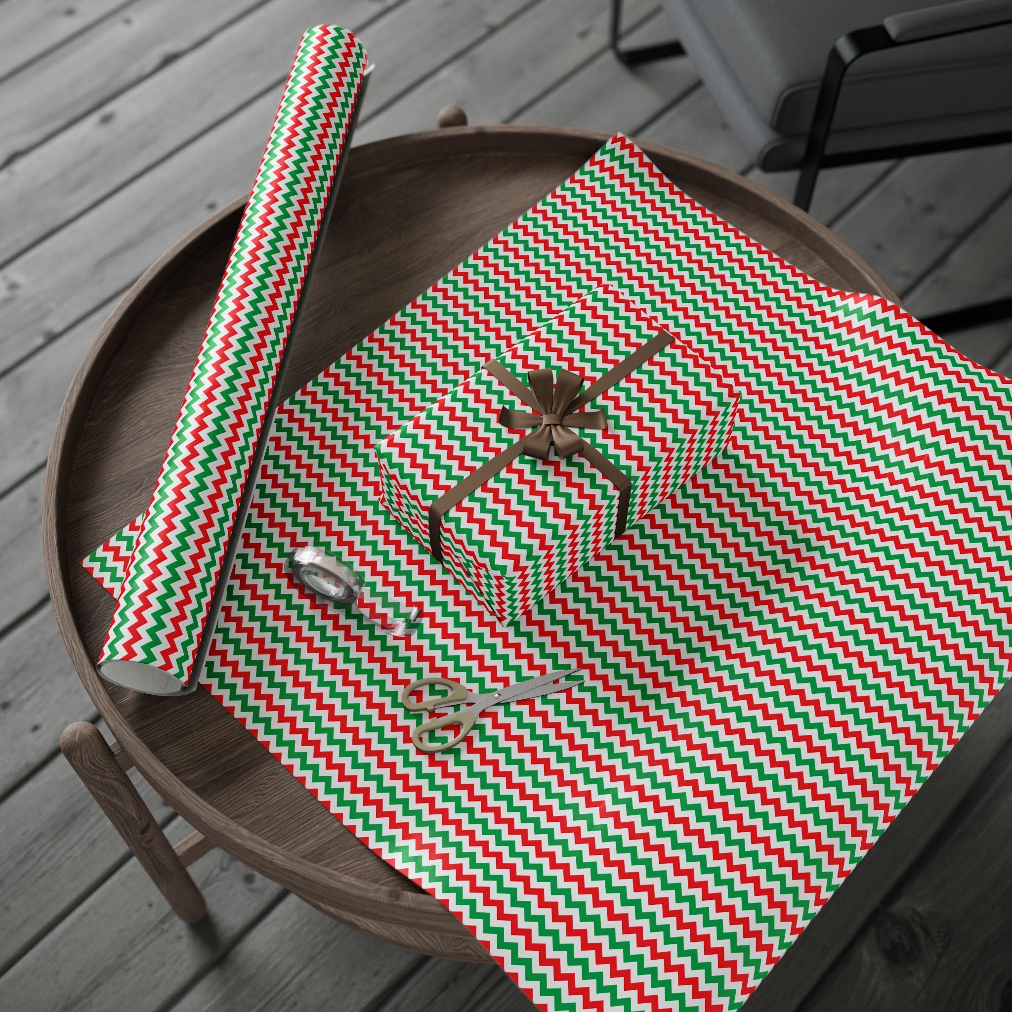 Christmas Chevron Wrapping Paper | Holiday Gift Wrapping Paper Roll