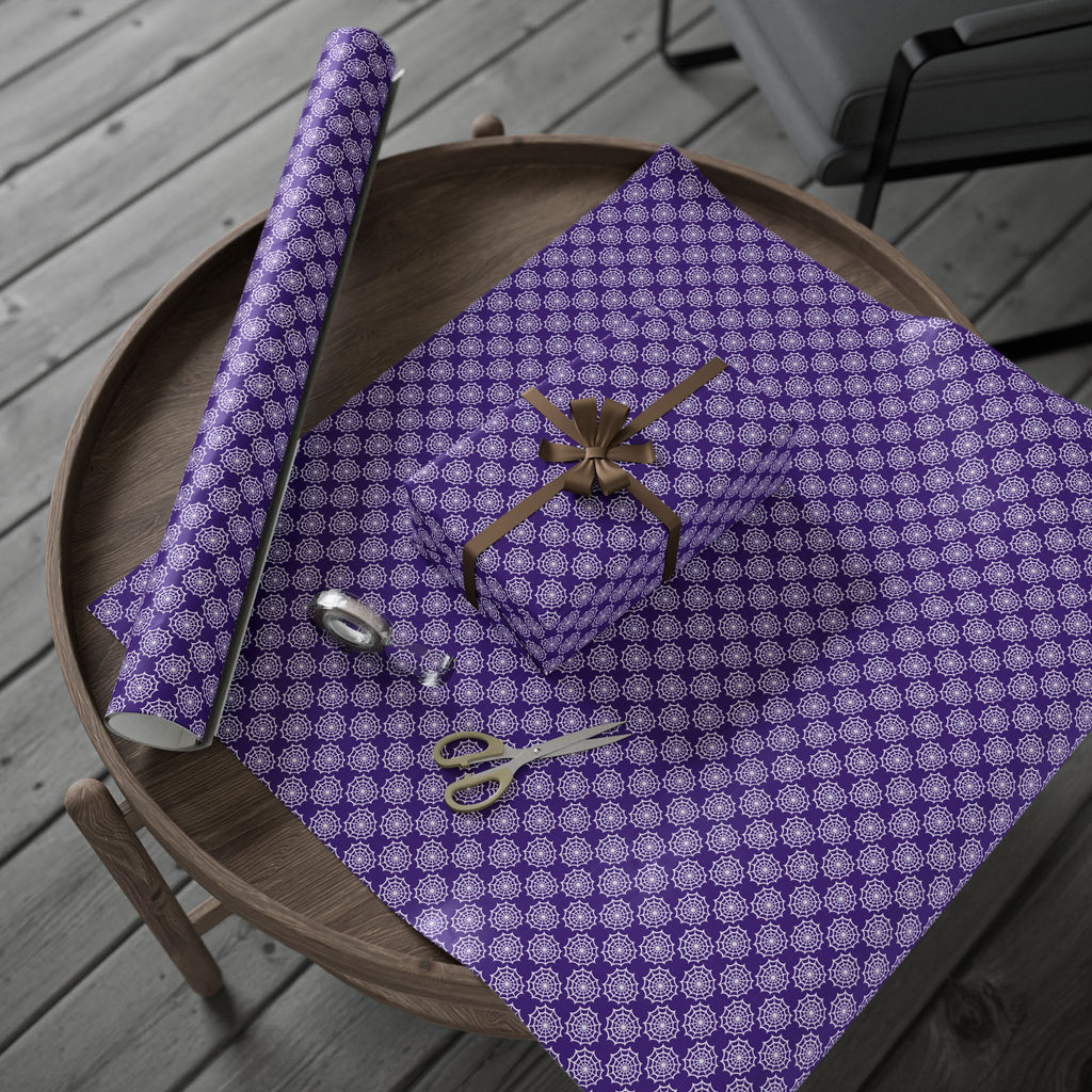 Halloween White Webbing  on Purple Wrapping Paper | Holiday Gift Wrapping Paper Roll