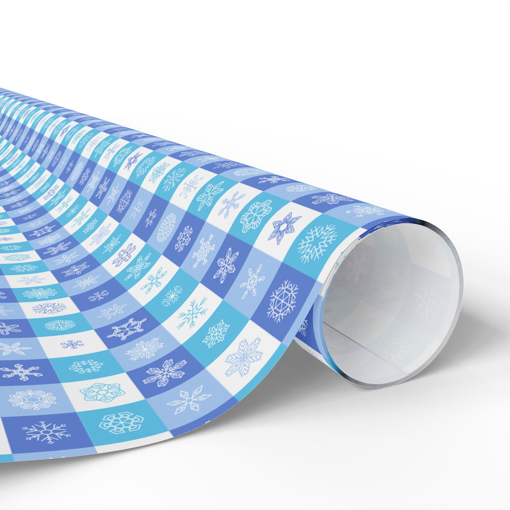 Christmas Checkered Snowflakes Wrapping Paper | Holiday Gift Wrapping Paper Roll