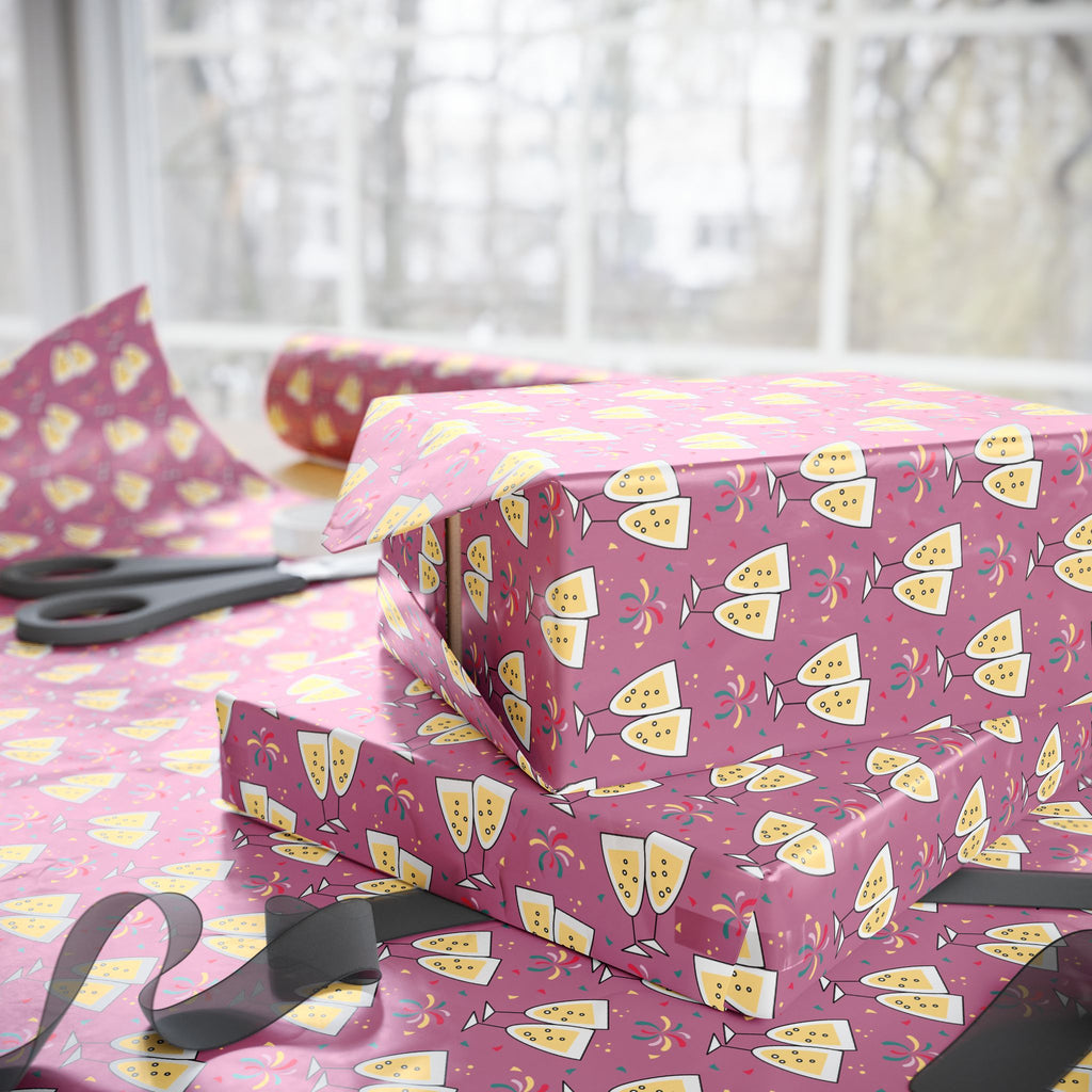 New Year's Champagne Fireworks Wrapping Paper - Holiday Gift Wrapping Paper Roll