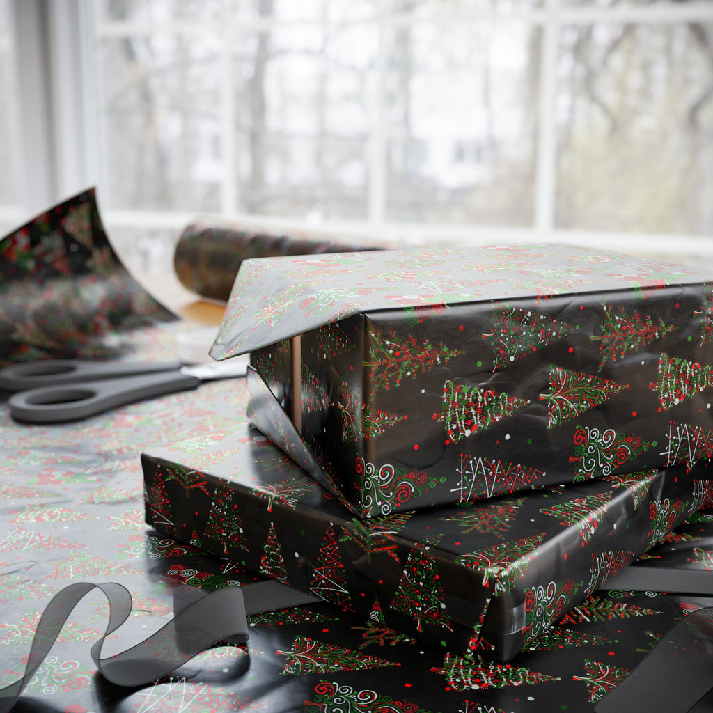 Christmas Abstract Trees Wrapping Paper | Holiday Gift Wrapping Paper Roll