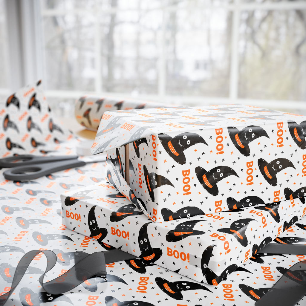 Halloween Boo Hats Wrapping Paper | Holiday Gift Wrapping Paper Roll