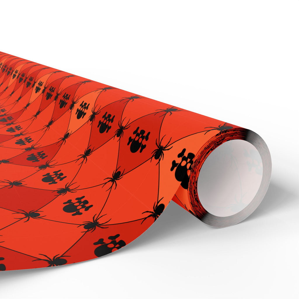 Halloween Checkerboard Spiders Wrapping Paper | Holiday Gift Wrapping Paper Roll