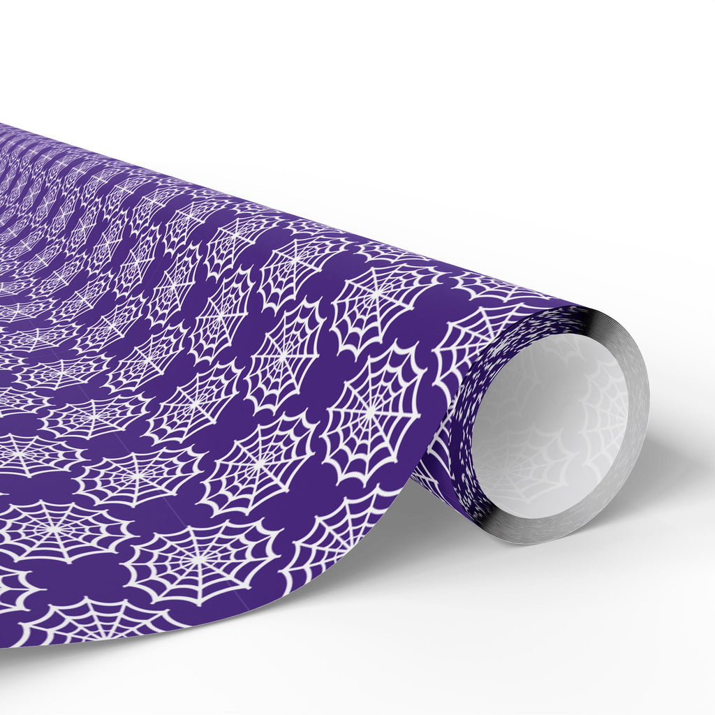 Halloween White Webbing  on Purple Wrapping Paper | Holiday Gift Wrapping Paper Roll