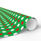 Christmas Dots on Green Wrapping Paper | Holiday Gift Wrapping Paper Roll