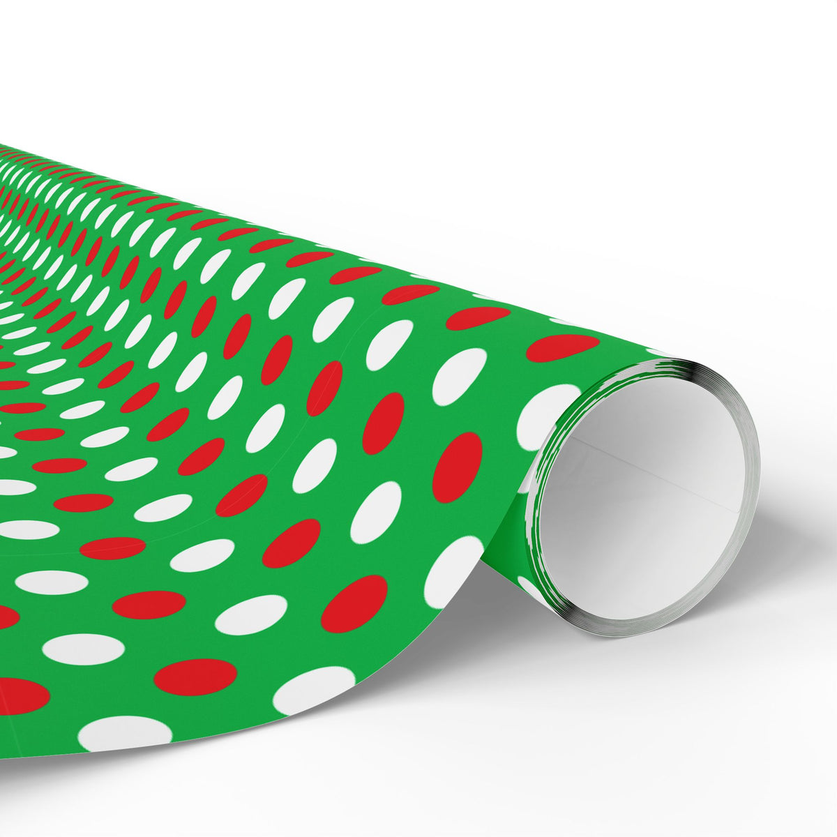 Christmas Dots on Green Wrapping Paper | Holiday Gift Wrapping Paper Roll