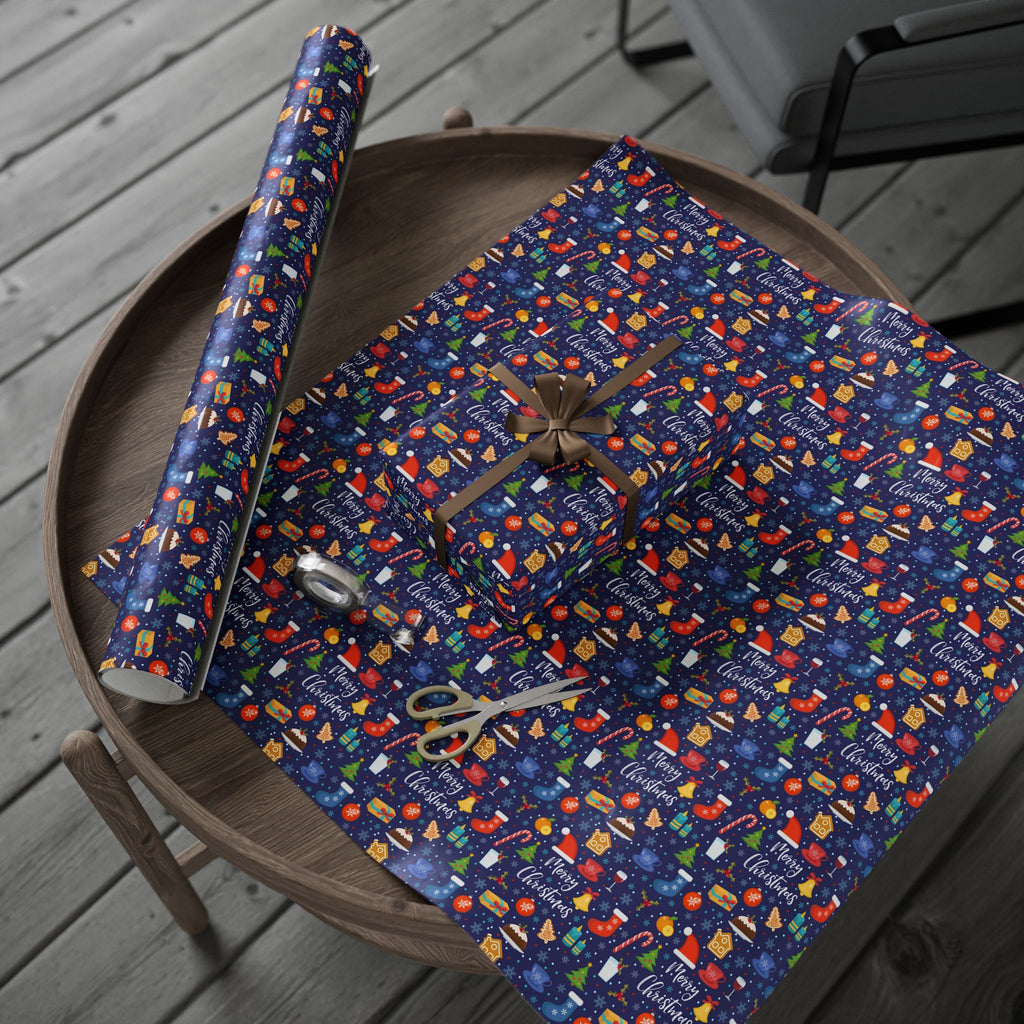 Christmas Snowflake Icons Wrapping Paper | Holiday Gift Wrapping Paper Roll