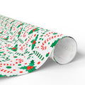 Christmas Candy Cane Holly Wrapping Paper | Holiday Gift Wrapping Paper Roll