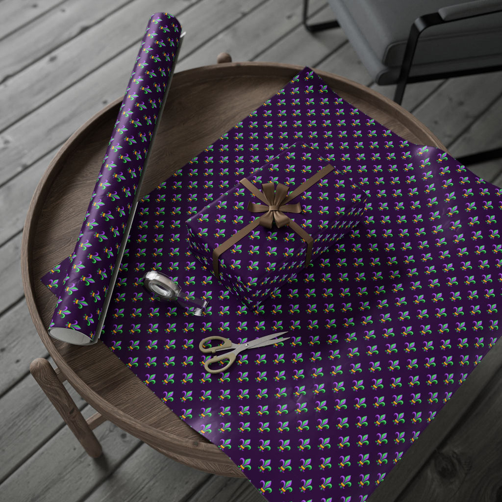 Mardis Gras Fleur De Lis Carnival Wrapping Paper | Holiday Gift Wrapping Paper Roll