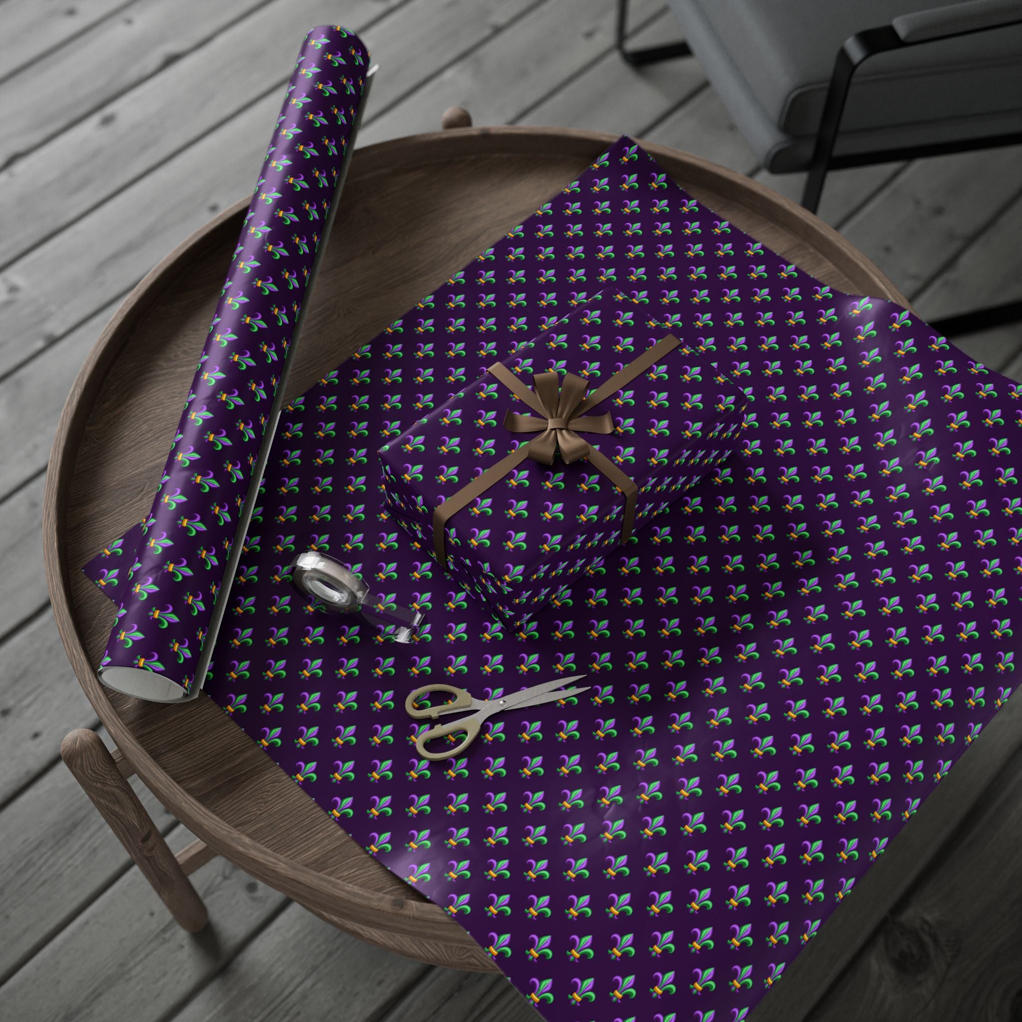 Mardis Gras Fleur De Lis Carnival Wrapping Paper | Holiday Gift Wrapping Paper Roll