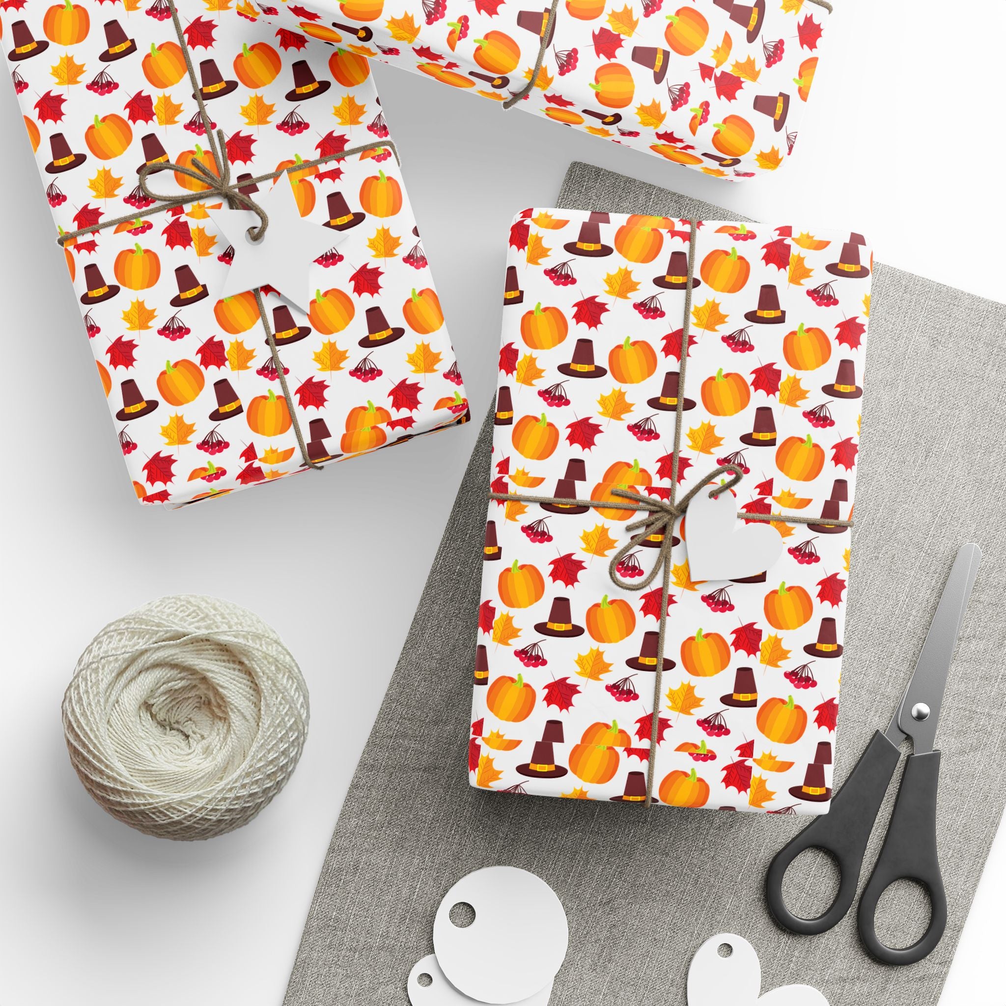 Thanksgiving Pumpkin Hats Wrapping Paper | Holiday Gift Wrapping Paper Roll