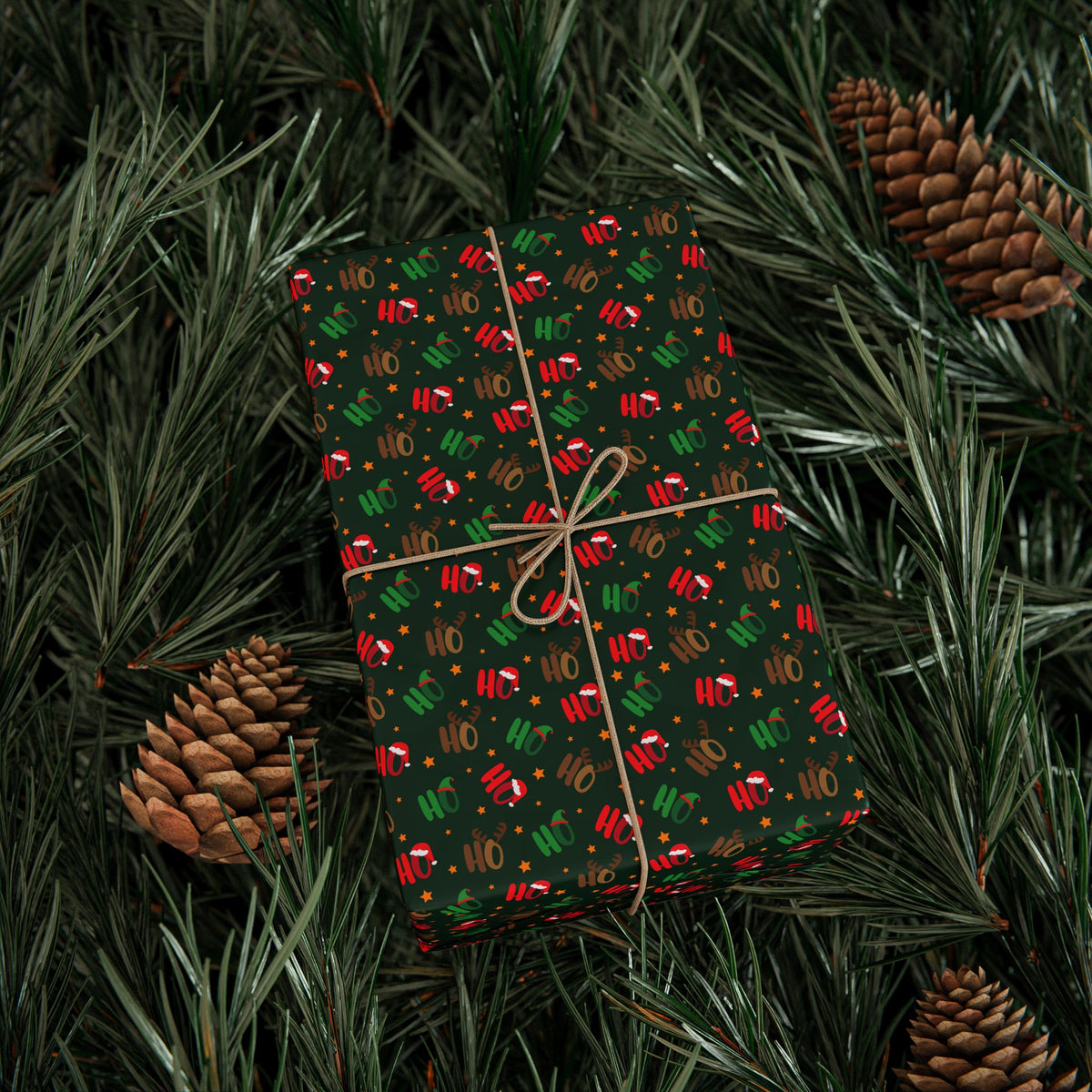 Christmas Ho Ho Ho Hats Wrapping Paper | Holiday Gift Wrapping Paper Roll