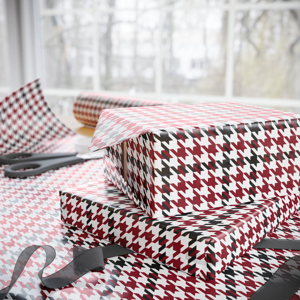 Houndstooth Wrapping Paper Design Cardinal 010 - Holiday Gift Wrapping Paper Roll