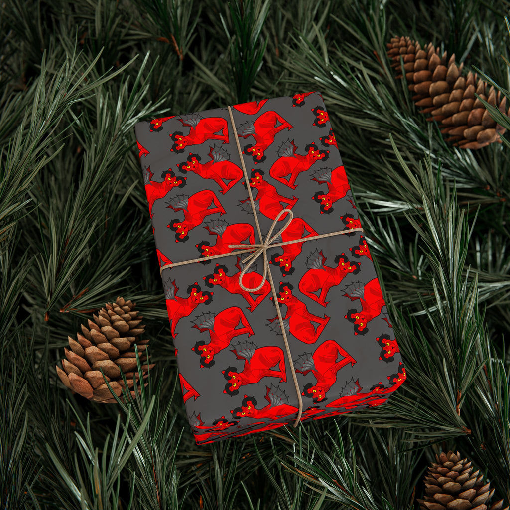 Halloween Demon Cat Wrapping Paper | Holiday Gift Wrapping Paper Roll