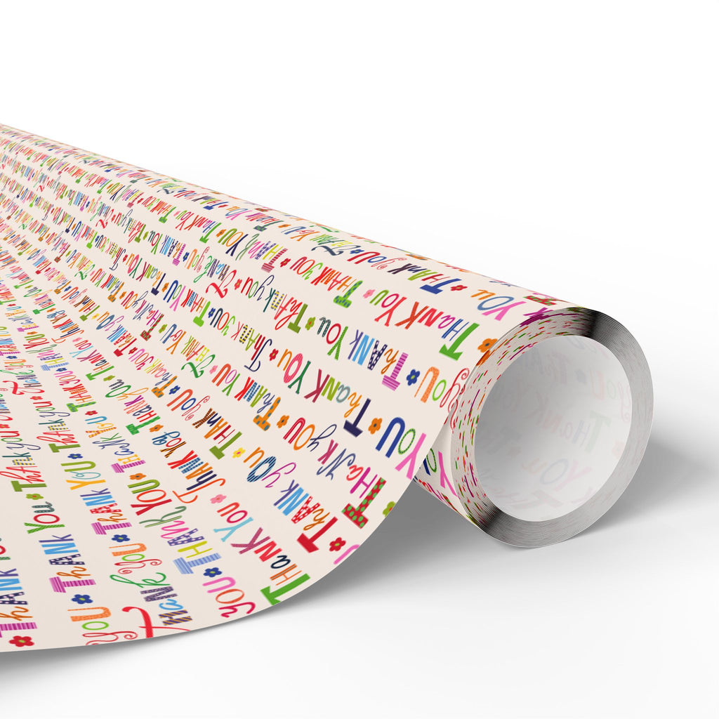 Thank You Repeating Script Wrapping Paper Design | Holiday Gift Wrapping Paper Roll