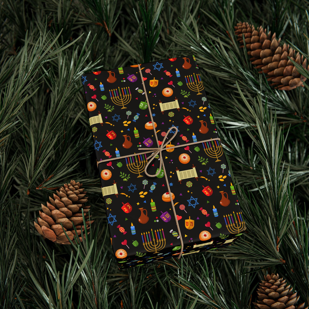 Hanukkah Dark Colors Wrapping Paper | Holiday Gift Wrapping Paper Roll