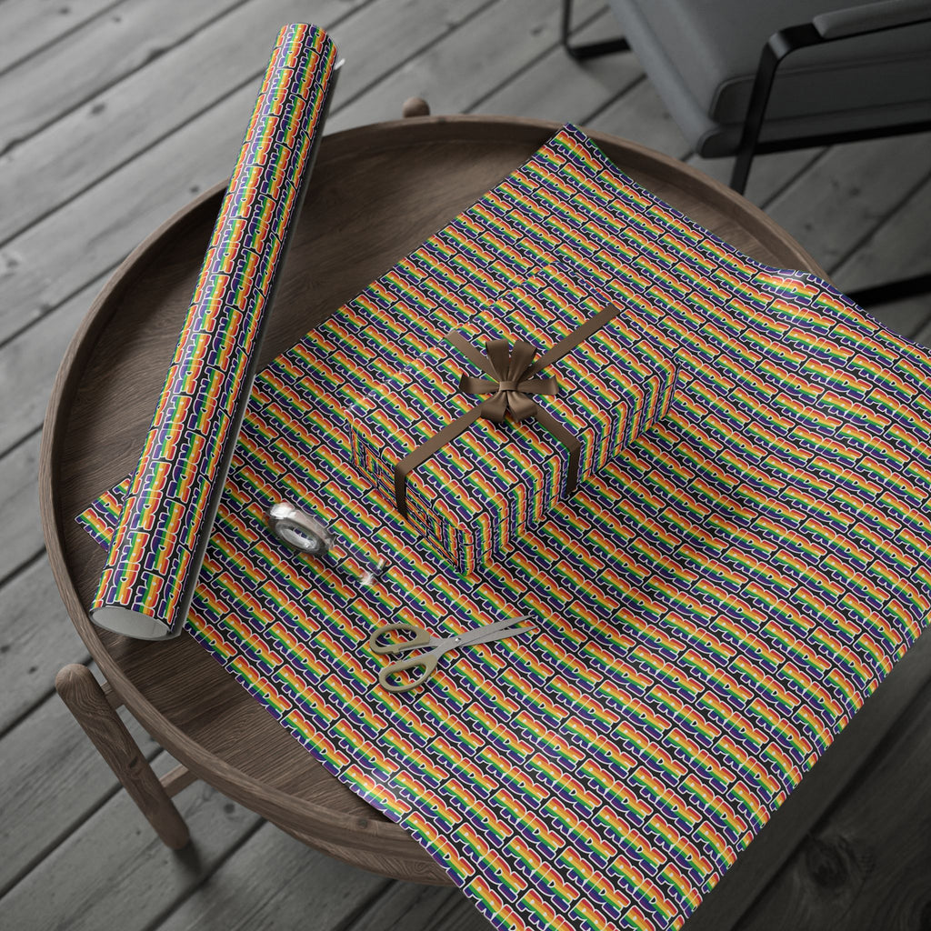 Gay Pride Bold Rainbow Script Wrapping Paper Design | Holiday Gift Wrapping Paper Roll