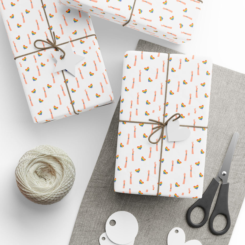 Gay Pride Peace Hearts Wrapping Paper Design | Holiday Gift Wrapping Paper Roll