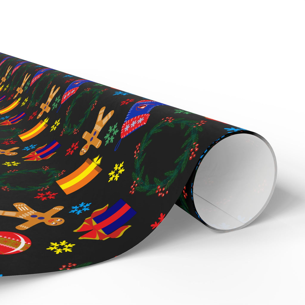 Christmas Blue Stockings Wrapping Paper | Holiday Gift Wrapping Paper