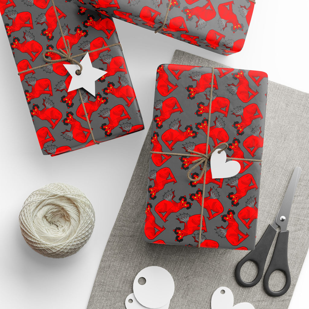 Halloween Demon Cat Wrapping Paper | Holiday Gift Wrapping Paper Roll