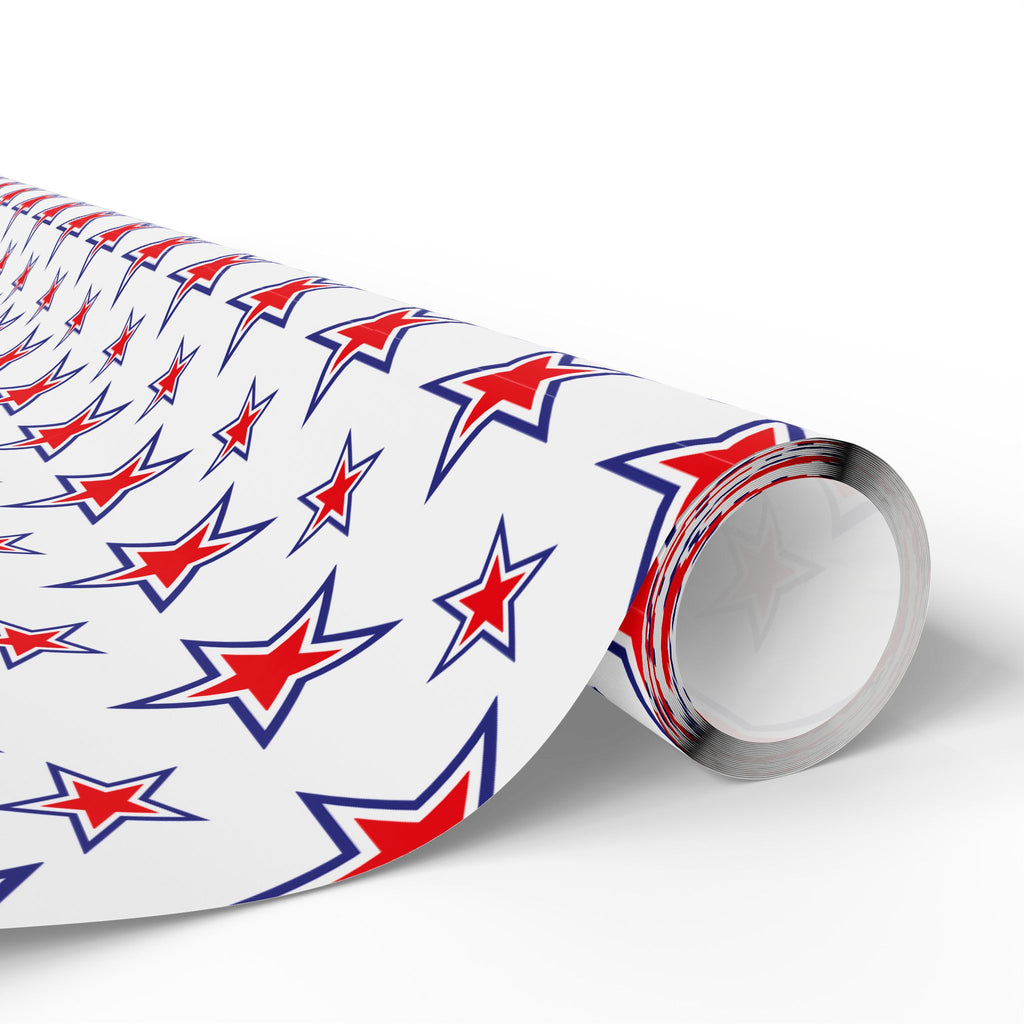 4th of July Alternating Stars Wrapping Paper | Holiday Gift Wrapping Paper Roll