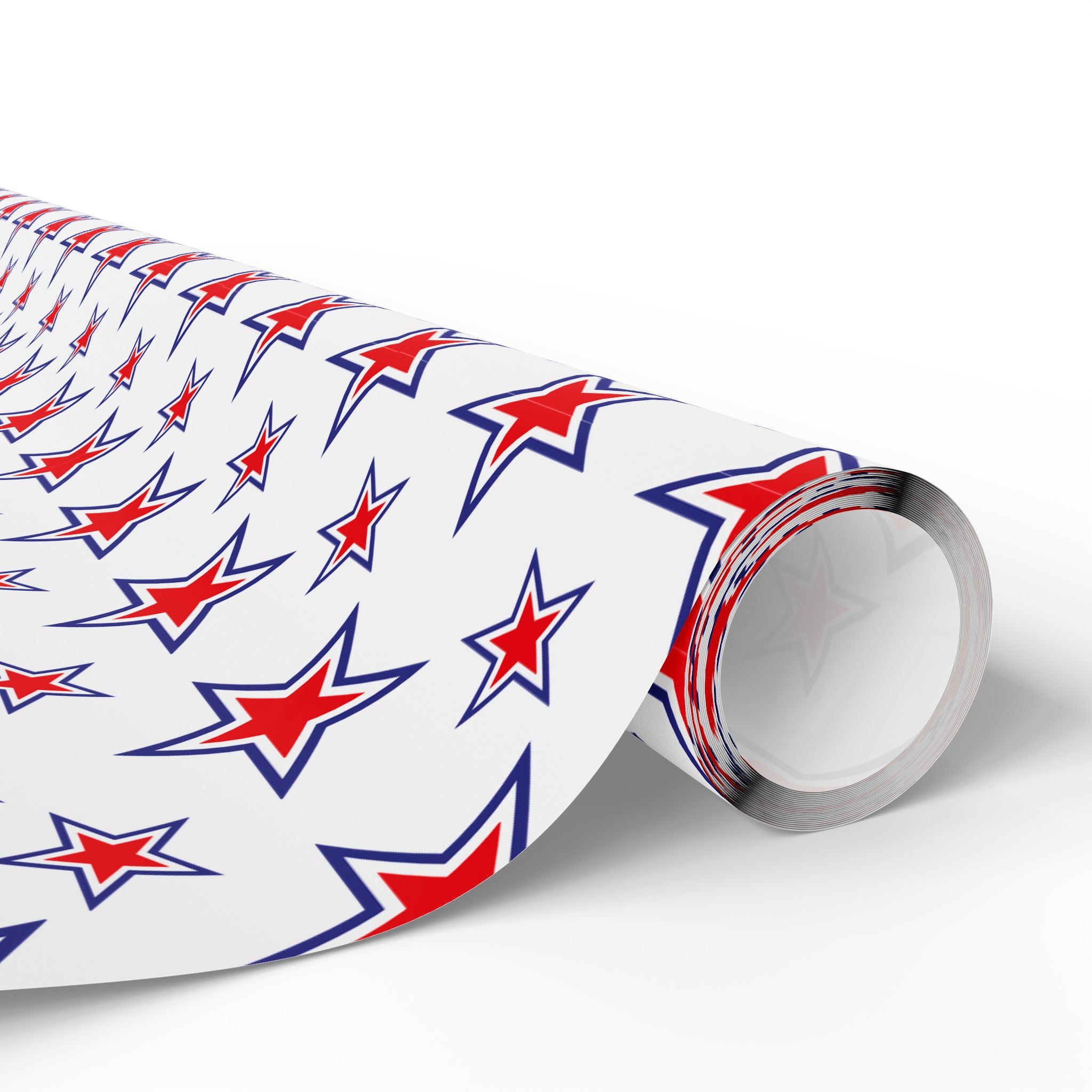 4th of July Alternating Stars Wrapping Paper | Holiday Gift Wrapping Paper Roll