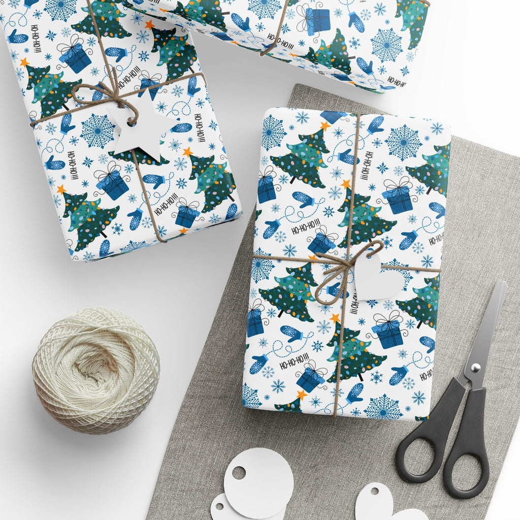 Christmas Ho Ho Ho Trees Wrapping Paper | Holiday Gift Wrapping Paper Roll