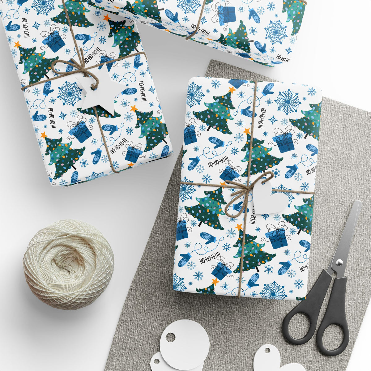 Christmas Ho Ho Ho Trees Wrapping Paper | Holiday Gift Wrapping Paper Roll