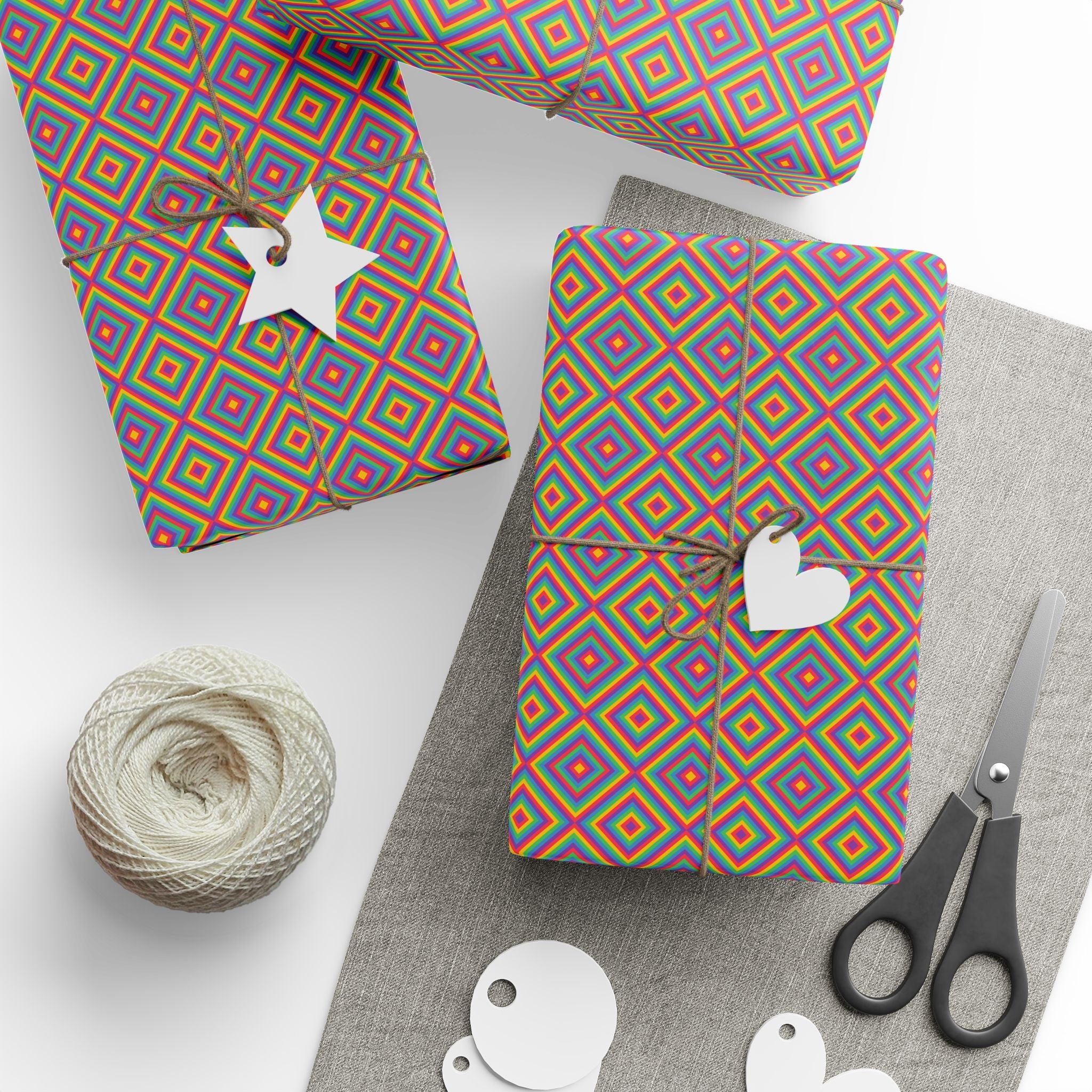 Gay Pride Psychedelic Geo Diamond Wrapping Paper Design | Holiday Gift Wrapping Paper Roll