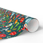 Christmas Decorated Icons Wrapping Paper | Holiday Gift Wrapping Paper Roll