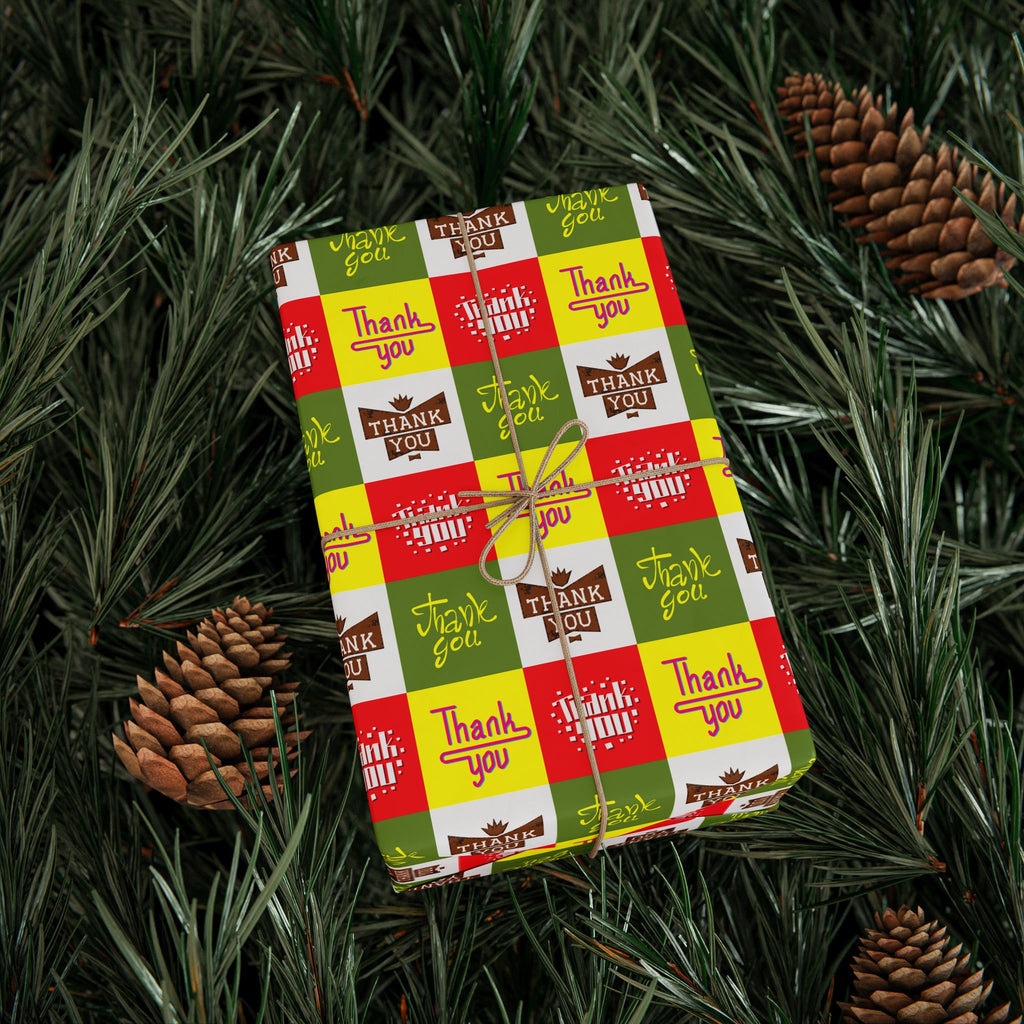 Thank You Four Square Wrapping Paper Design | Holiday Gift Wrapping Paper Roll