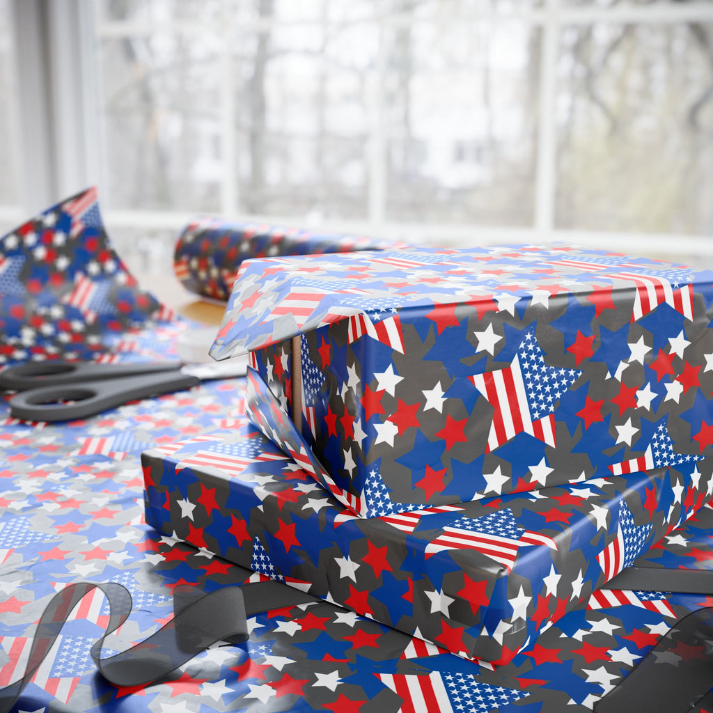 4th of July Star Spangled Wrapping Paper | Holiday Gift Wrapping Paper Roll