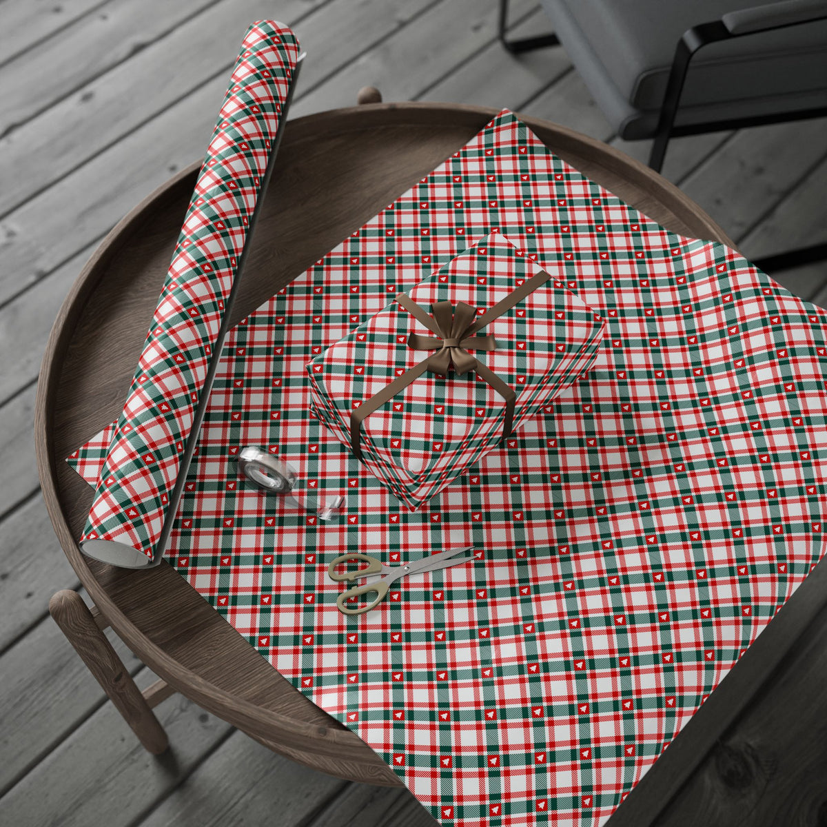 Christmas Evergreen Plaid Wrapping Paper | Holiday Gift Wrapping Paper Roll